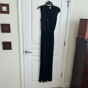 Elegant Black Sleeveless Jumpsuit Size 8 Sparkly Top